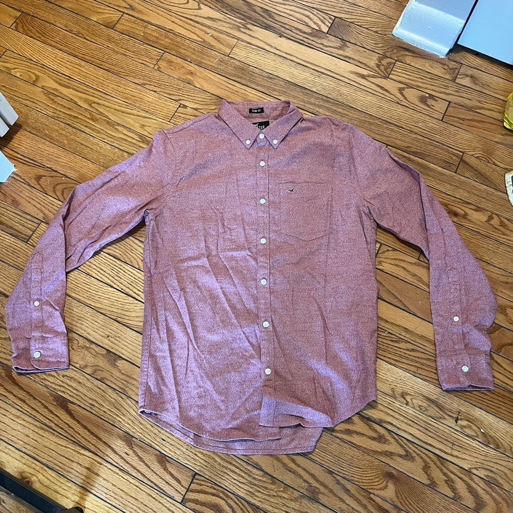 Hollister Medium Salmon Red Button Down Shirt NWT